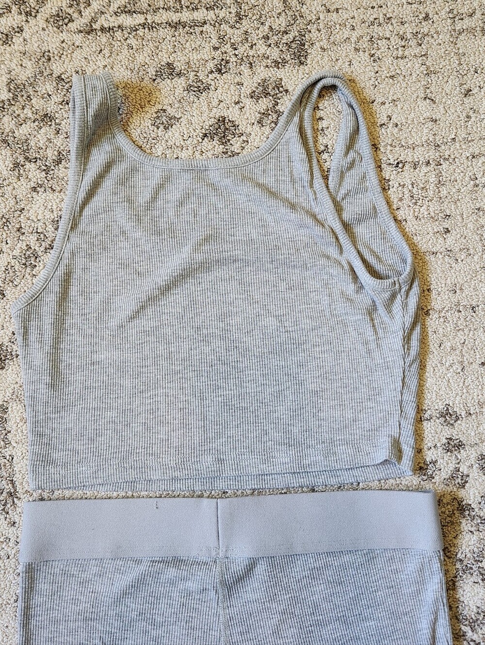 Comfrt Light Gray Ribbed Lounge Set - Tank & Shorts - Picture 8 of 9